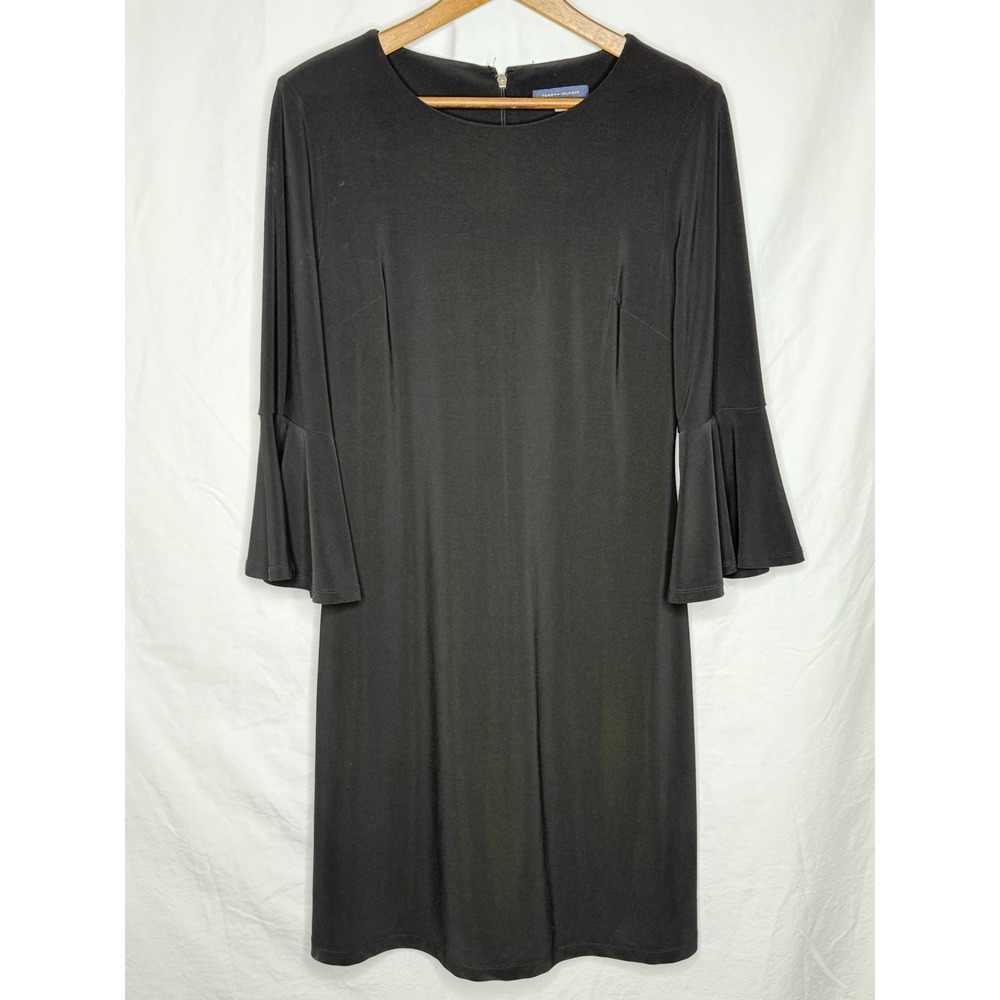 Tommy Hilfiger Women's Size 6 Bell-Sleeve 34.5" Length Sheath Dress Black